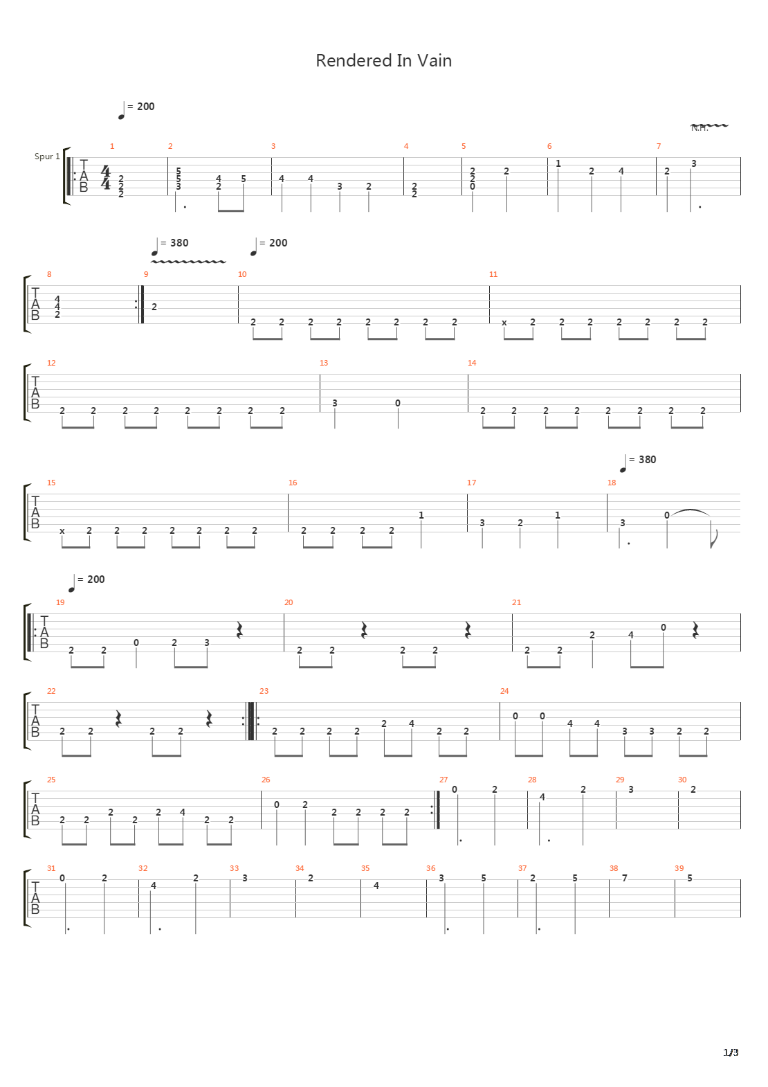Rendered In Vain吉他谱