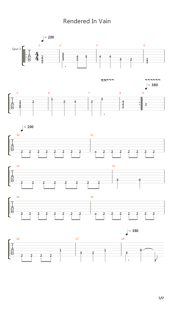 Rendered In Vain吉他谱