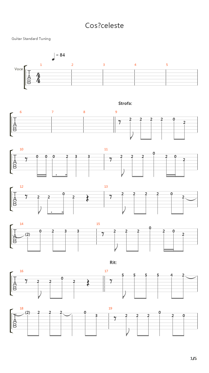 Cos Celeste吉他谱
