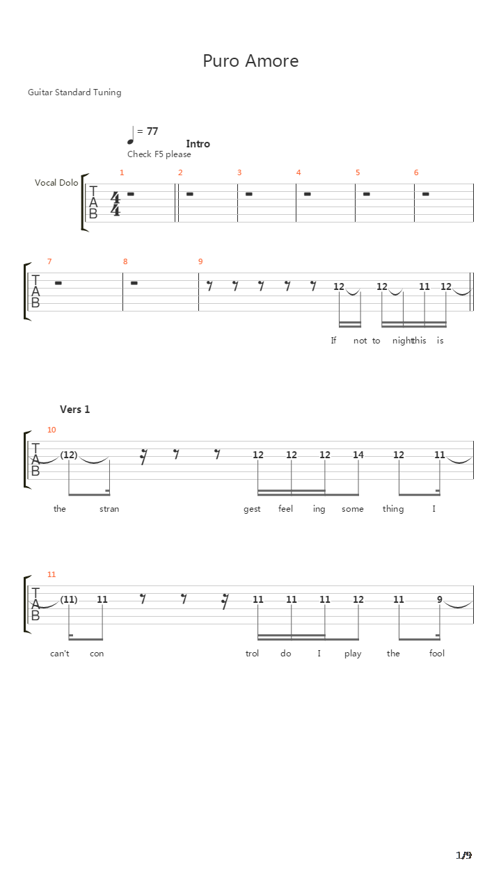 Puro Amore吉他谱