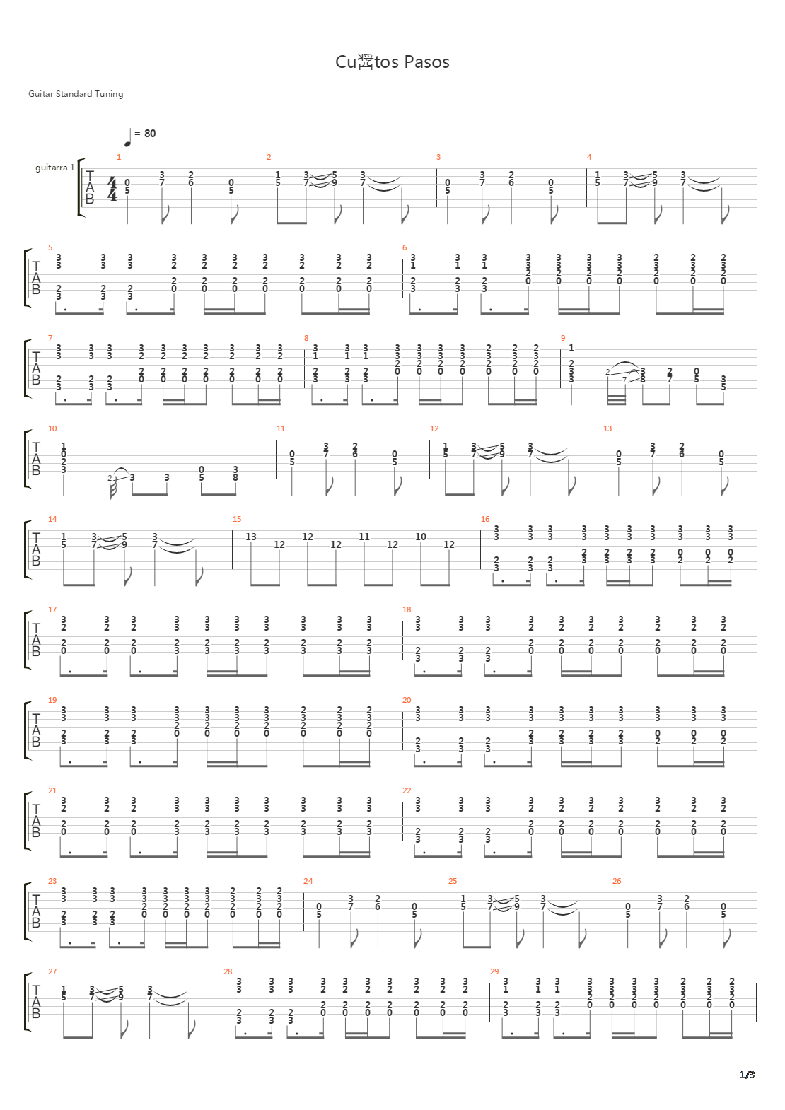 Cuantos Pasos吉他谱