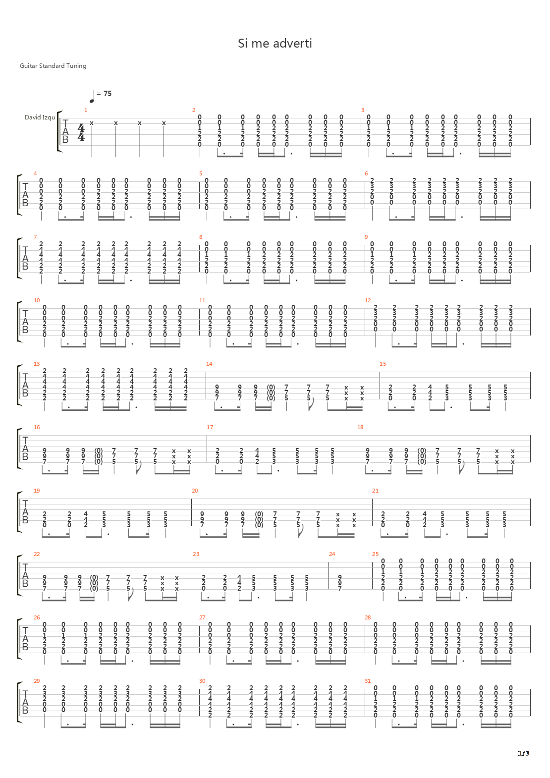 Si Me Adverti吉他谱