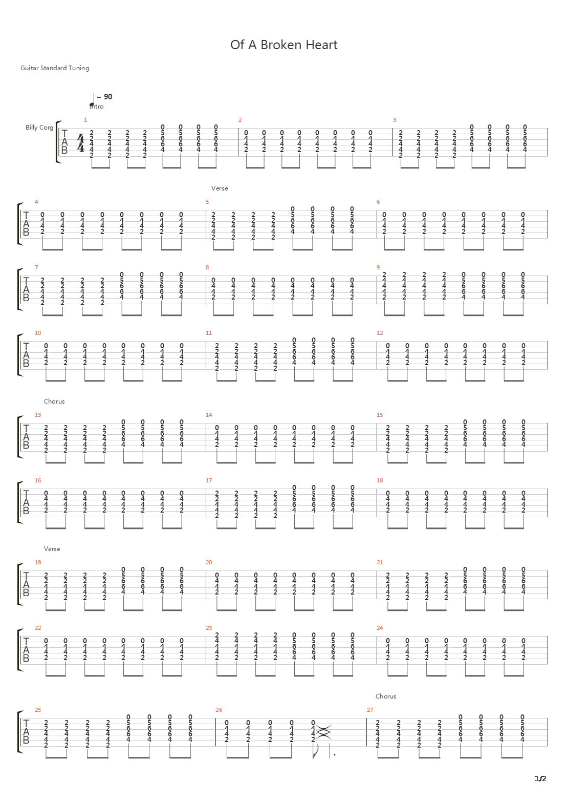 Of A Broken Heart吉他谱