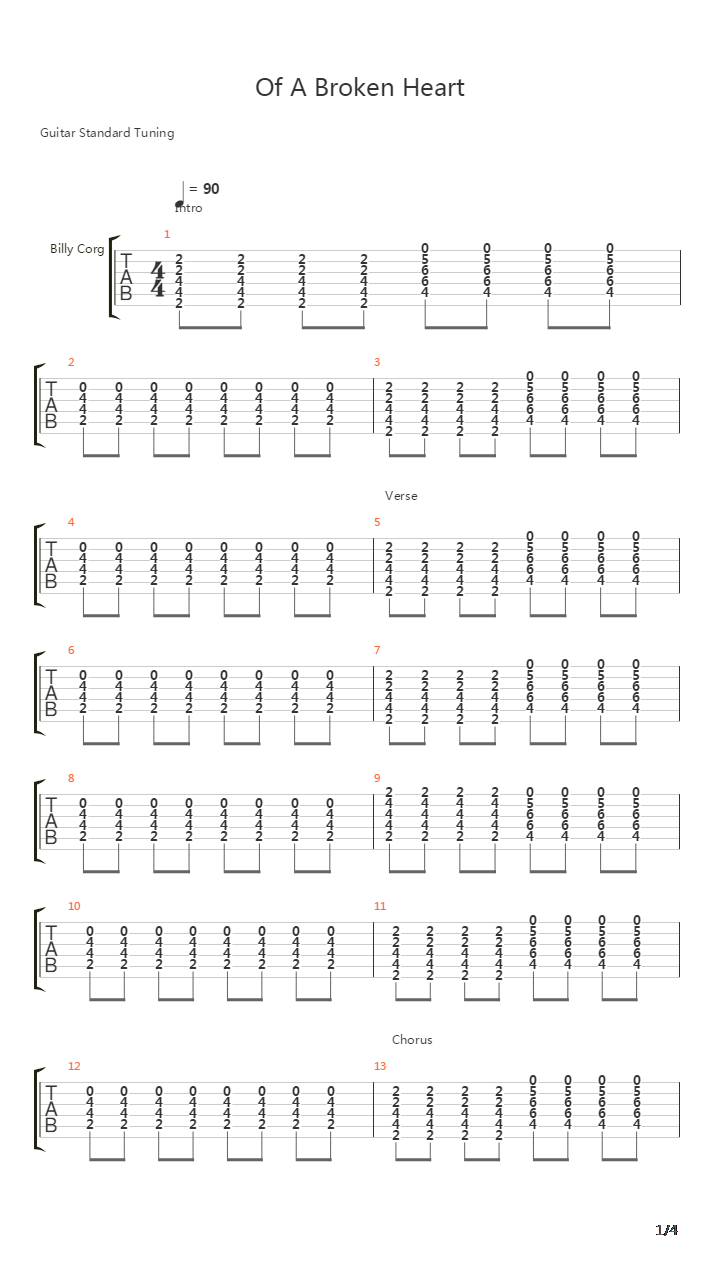Of A Broken Heart吉他谱