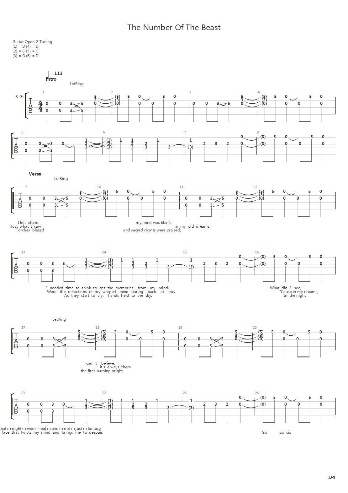 The Number Of The Beast吉他谱