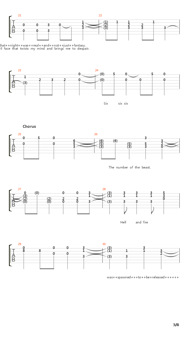 The Number Of The Beast吉他谱