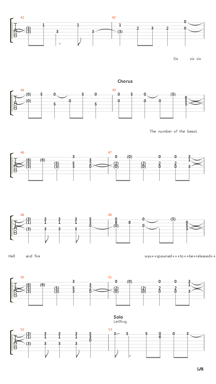 The Number Of The Beast吉他谱