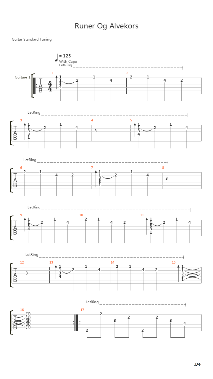 Runer Og Alvekors吉他谱