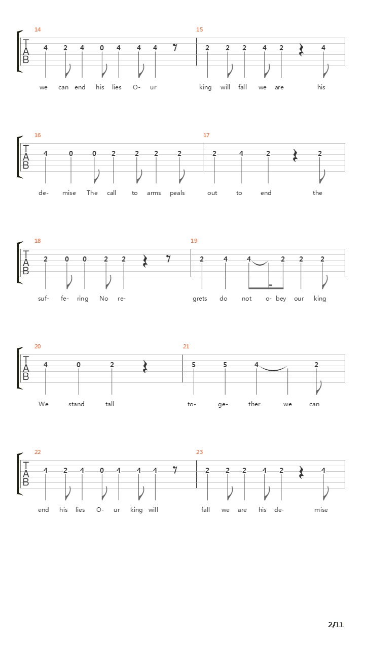 Kings will fall吉他谱