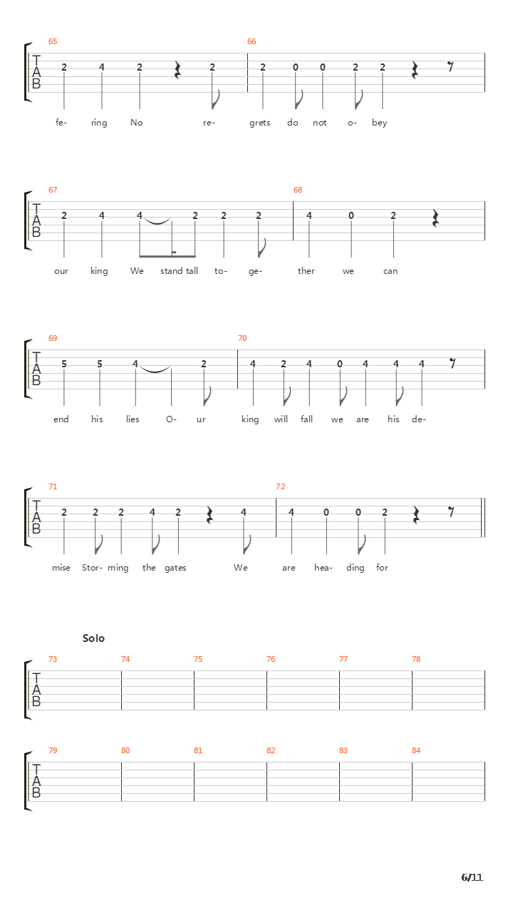 Kings will fall吉他谱