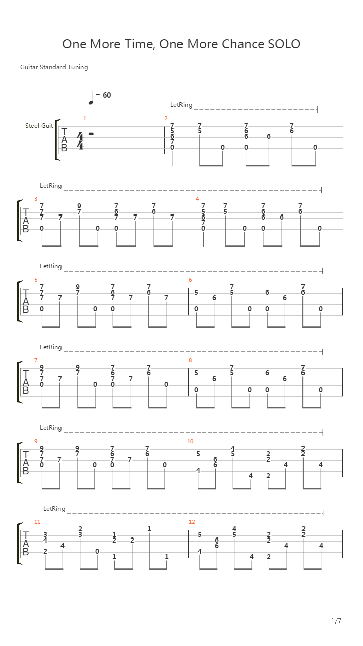 One More Time One More Chance吉他谱