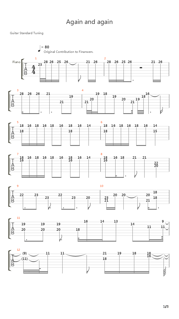 Again And Again吉他谱
