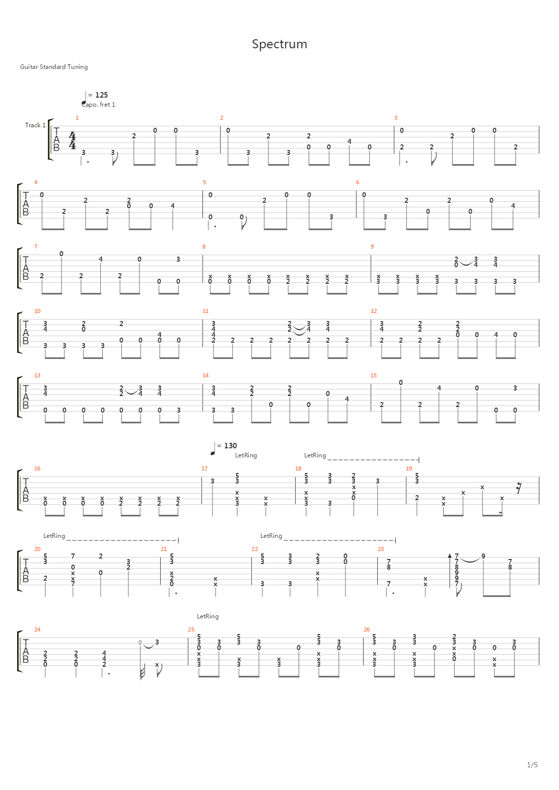 Spectrum吉他谱