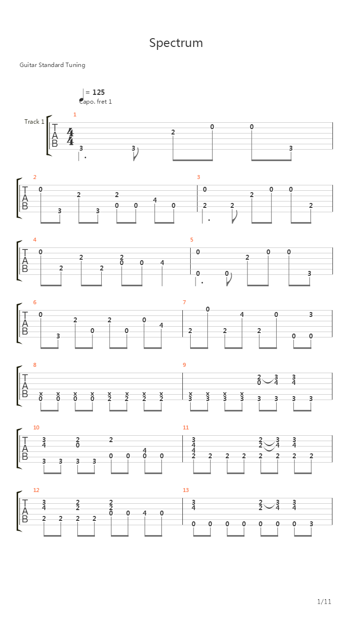 Spectrum吉他谱