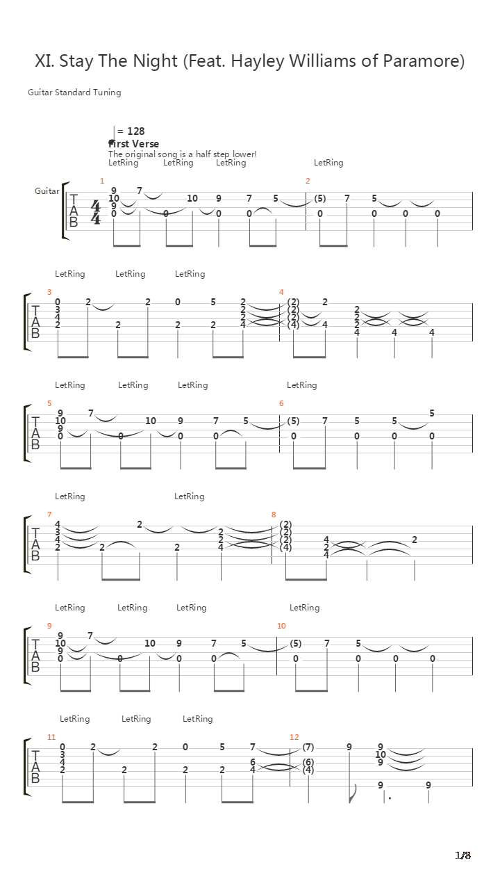 Stay The Night吉他谱