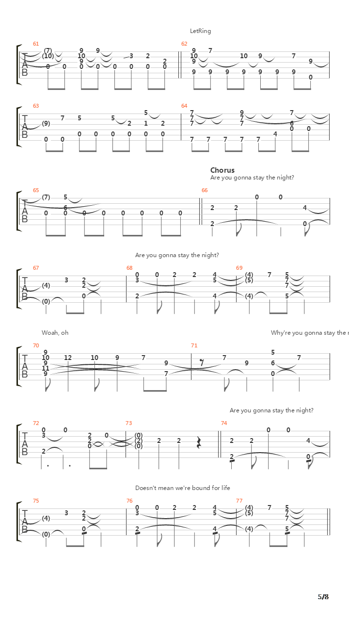 Stay The Night吉他谱