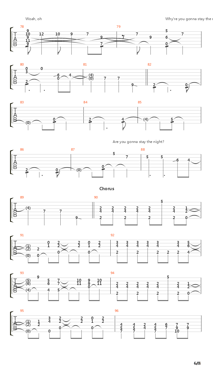 Stay The Night吉他谱