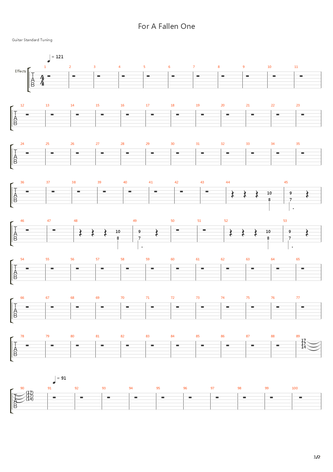 For A Fallen One吉他谱