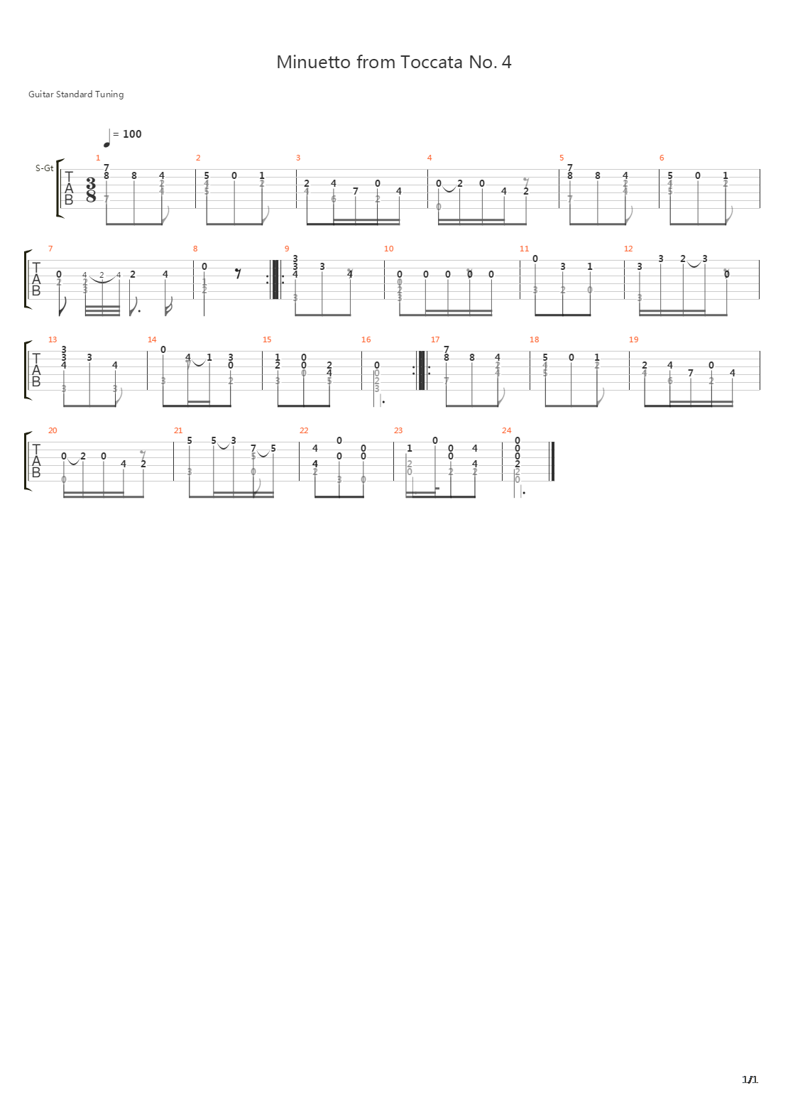 Minuetto from Toccata No4吉他谱