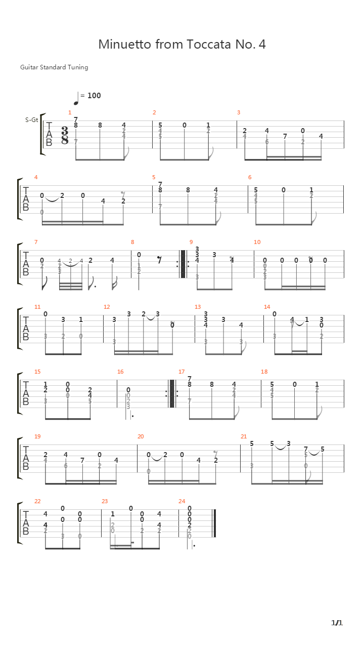 Minuetto from Toccata No4吉他谱