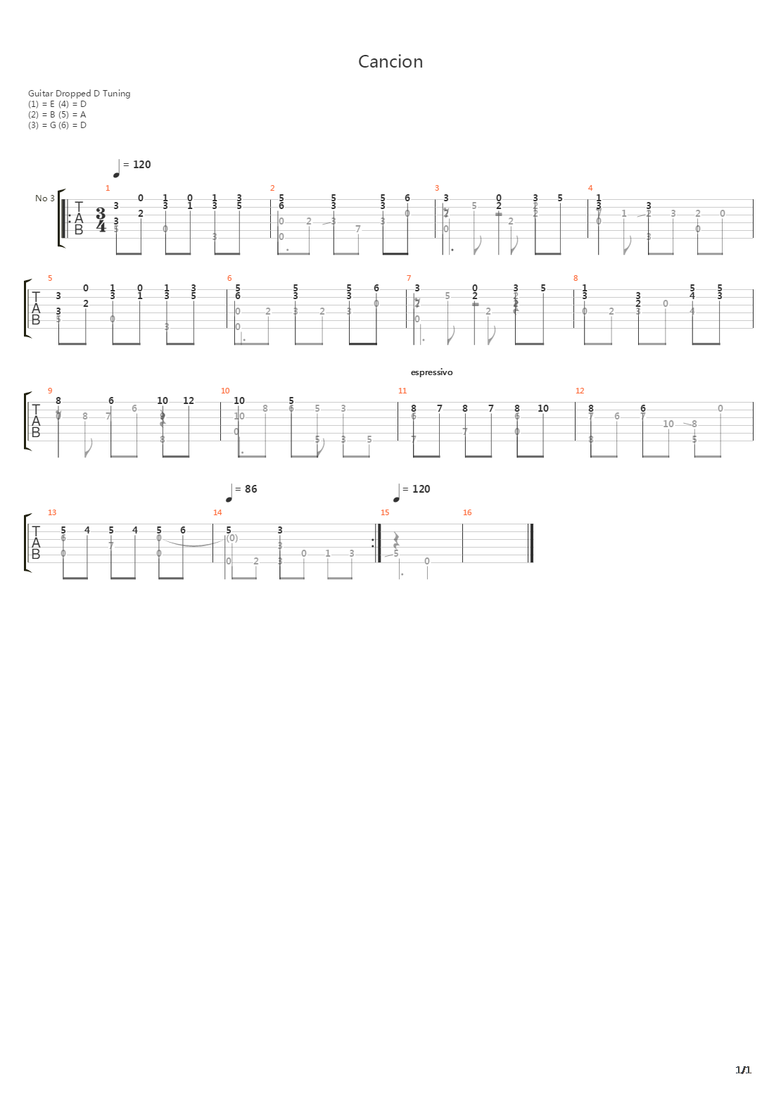 Cancion吉他谱