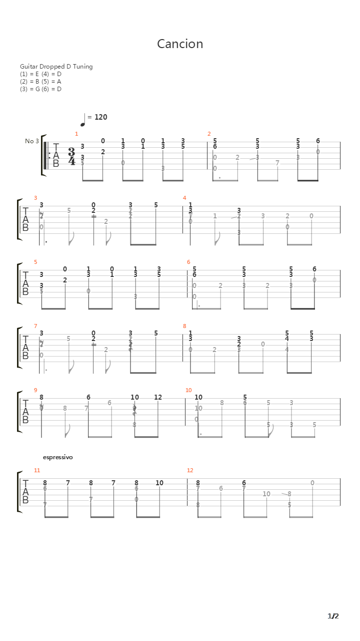 Cancion吉他谱