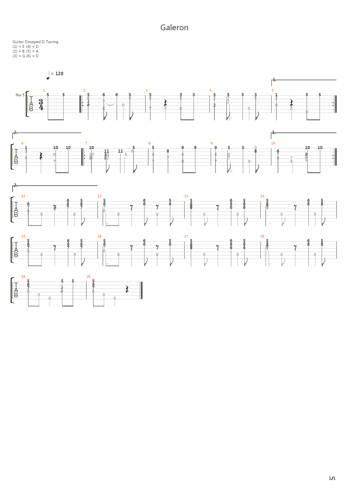 Galeron吉他谱