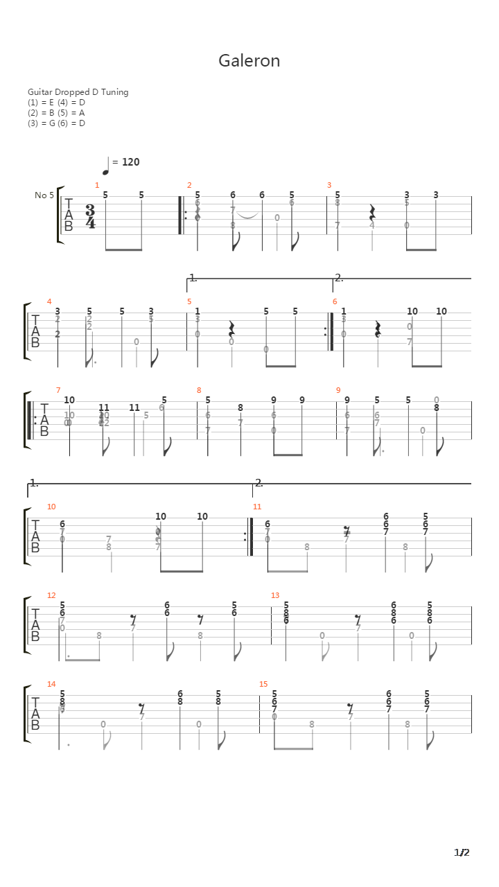Galeron吉他谱
