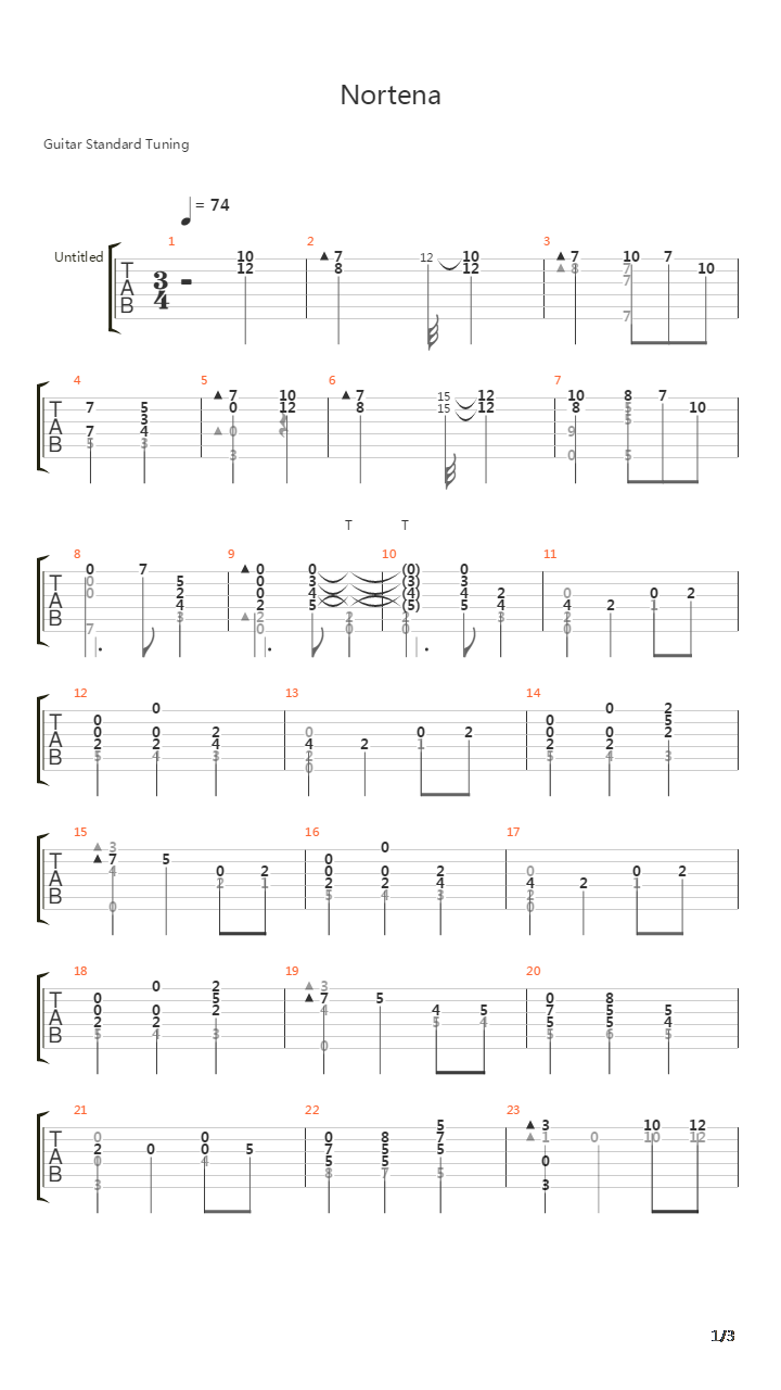 Nortena吉他谱