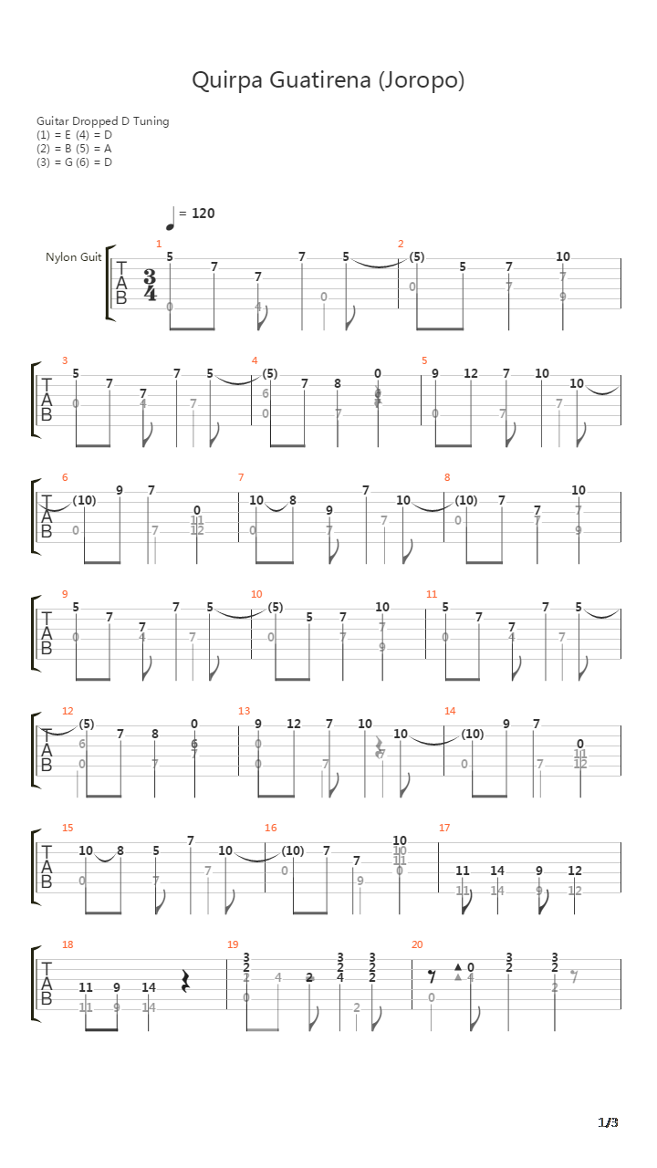 Quirpa Guatirena吉他谱