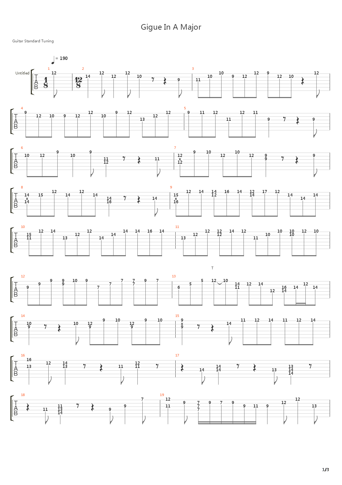 Gigue In A Major吉他谱