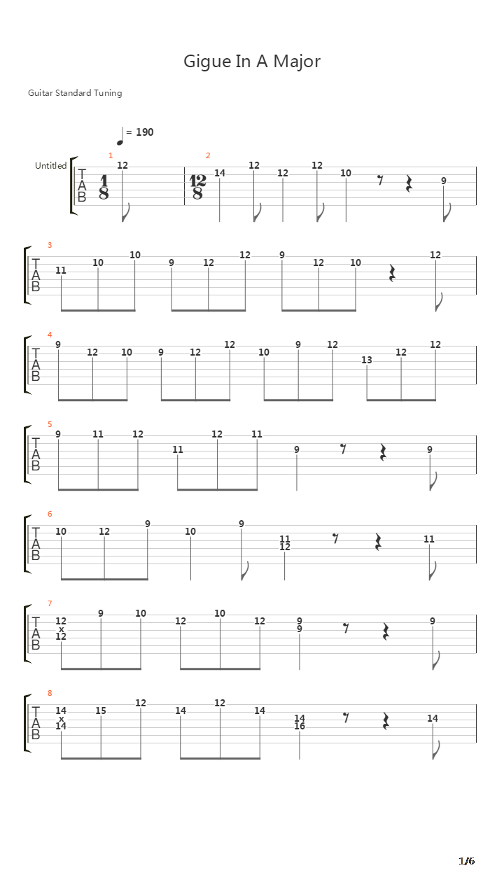 Gigue In A Major吉他谱
