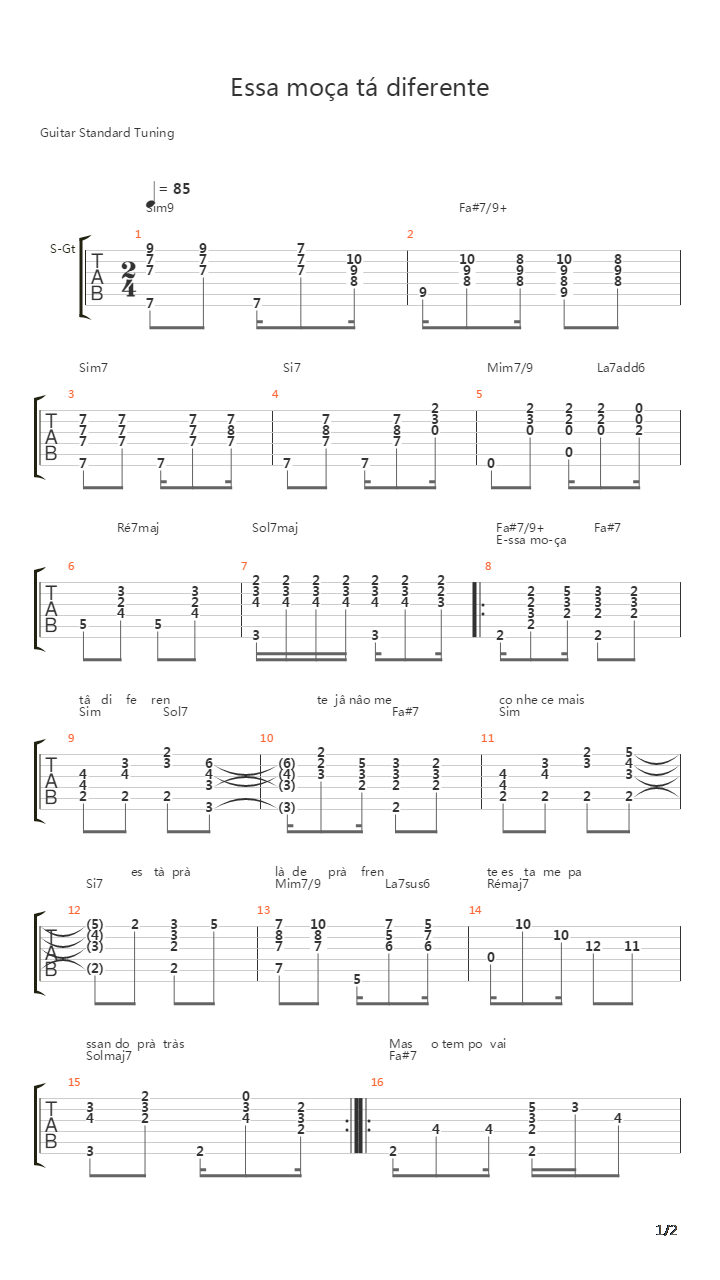 Essa Moca Ta Diferente吉他谱