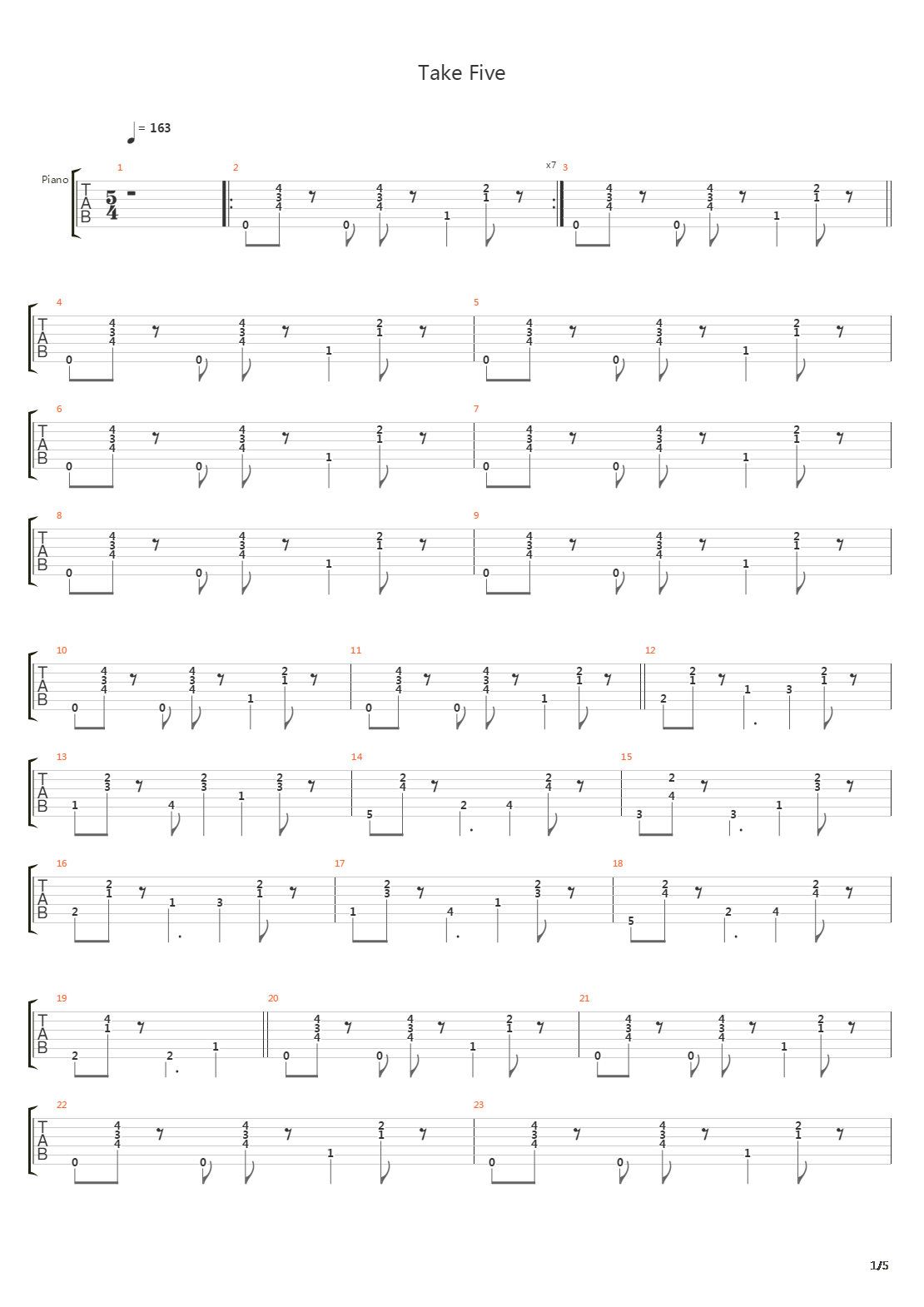 Take Five吉他谱