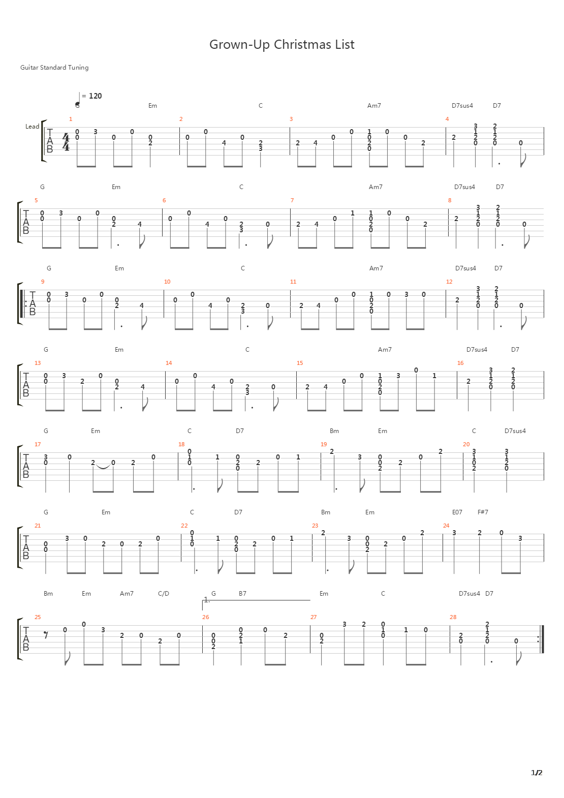 Grown Up Christmas List吉他谱