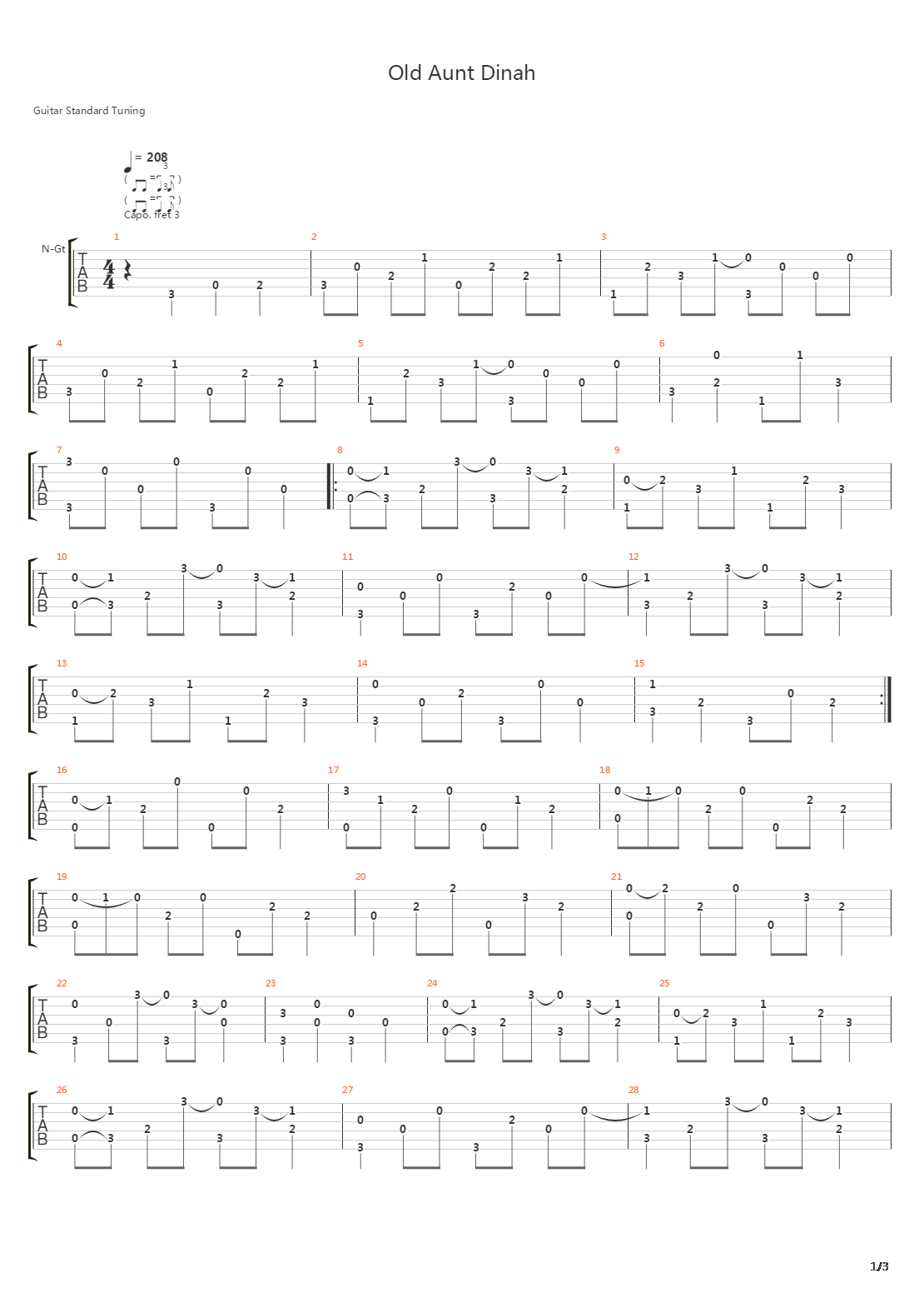 Old Aunt Dinah吉他谱
