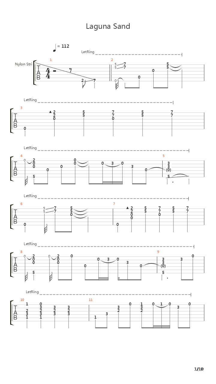 Laguna Sand吉他谱