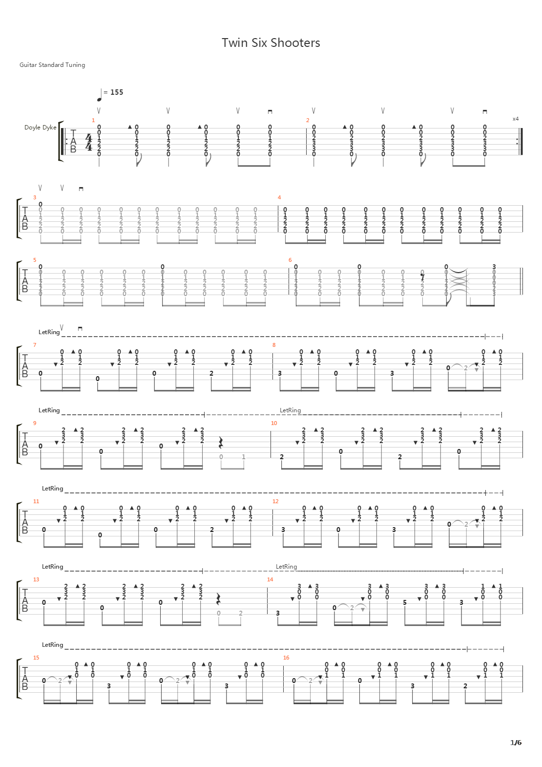 Twin Six Shooters吉他谱