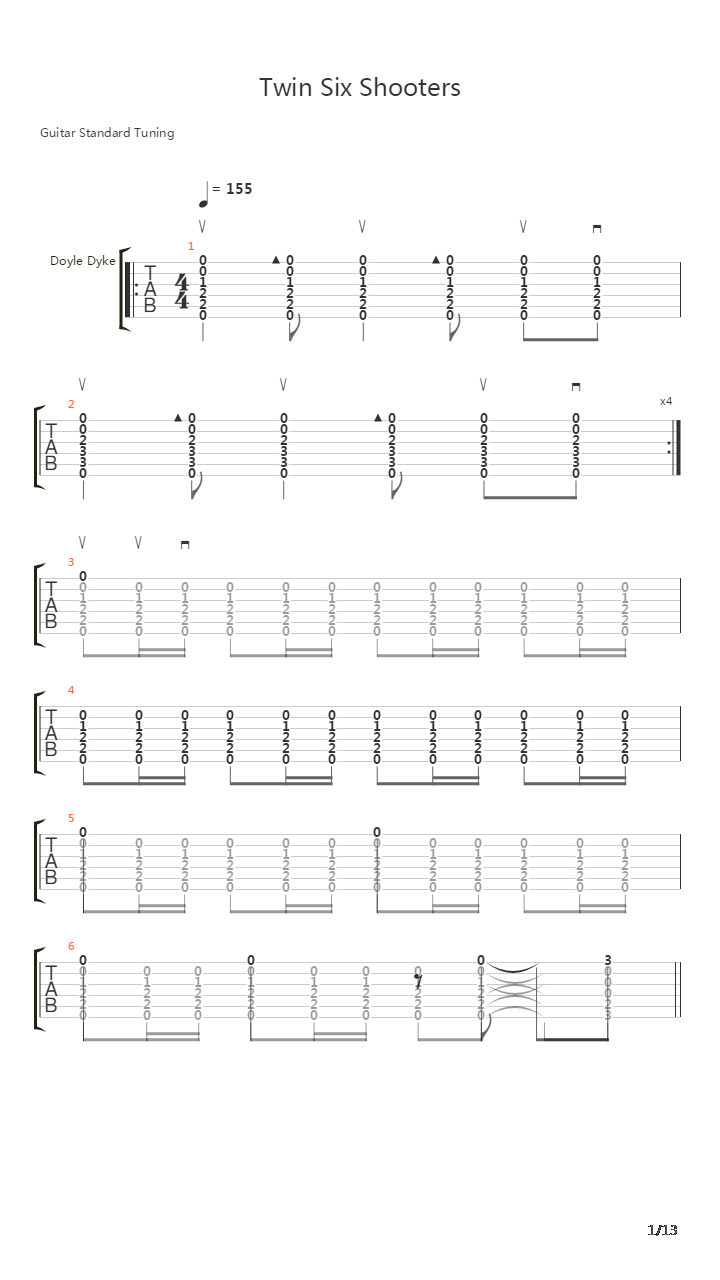 Twin Six Shooters吉他谱