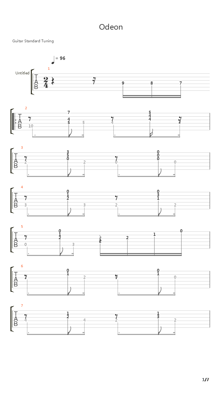 Odeon吉他谱