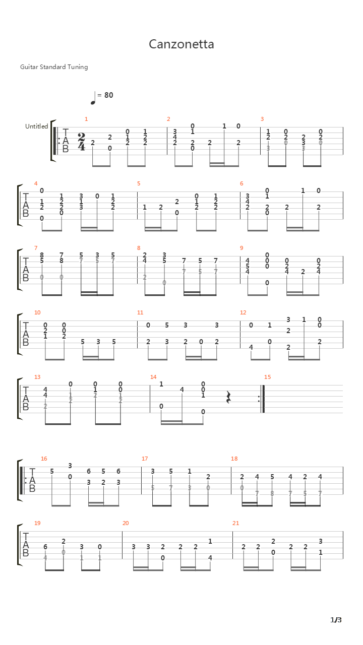 Canzonetta吉他谱