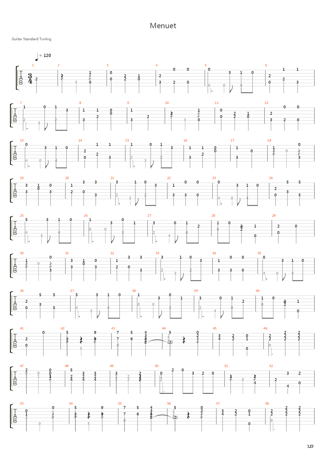 Menuet吉他谱
