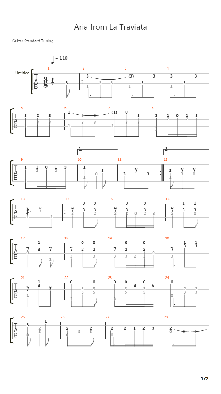 Aria from La Traviata吉他谱
