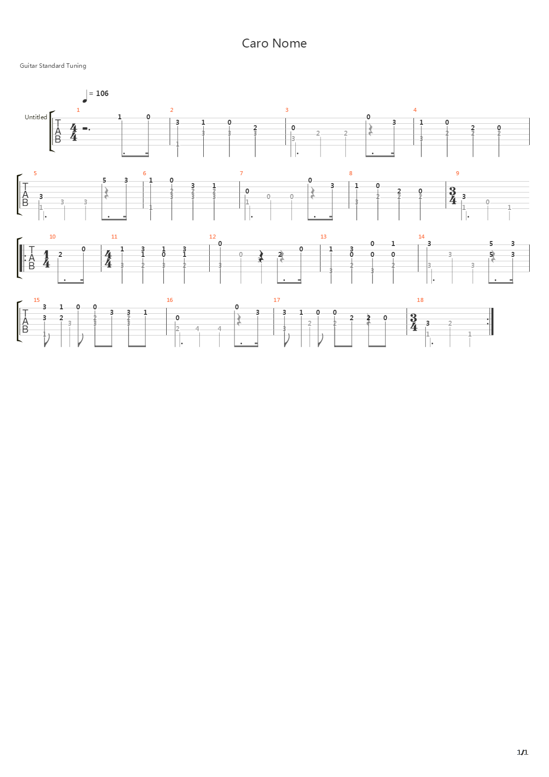 Caro Nome吉他谱