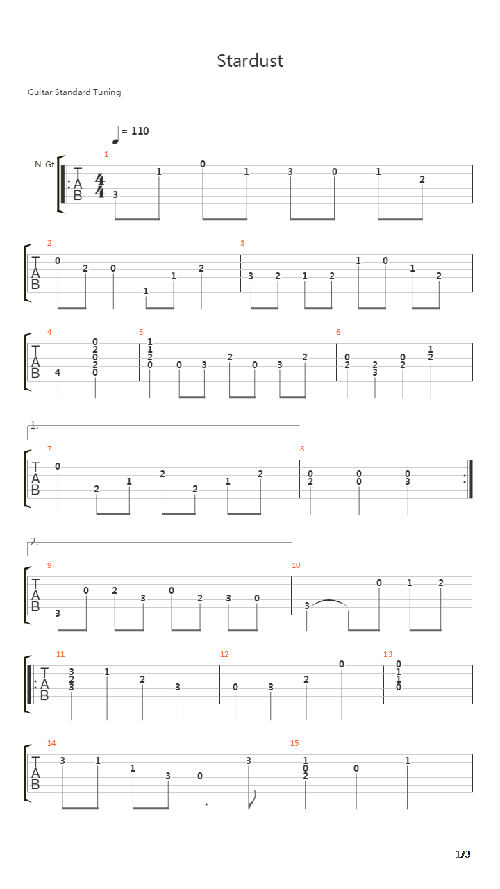 Stardust吉他谱