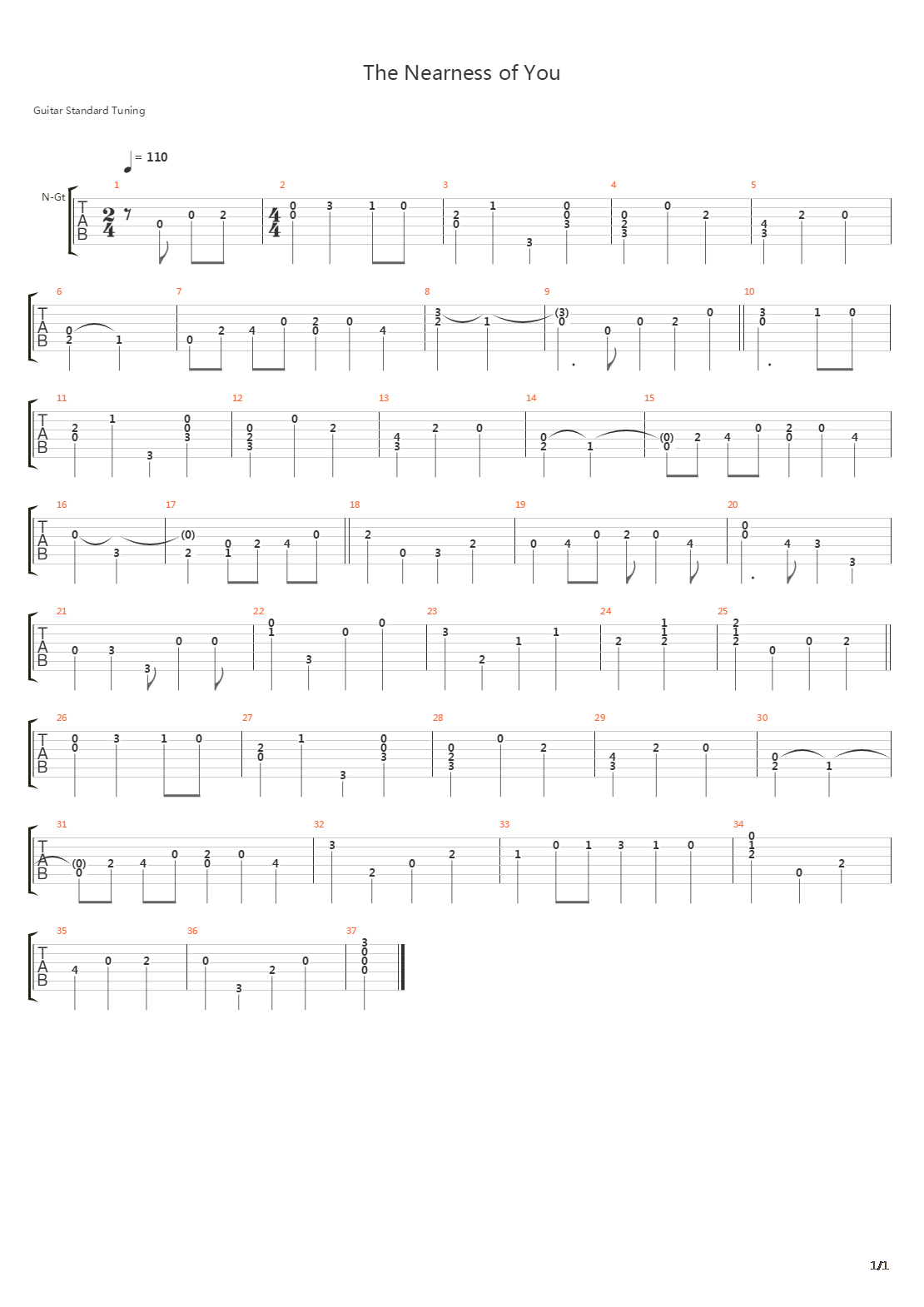 The Nearness of You吉他谱