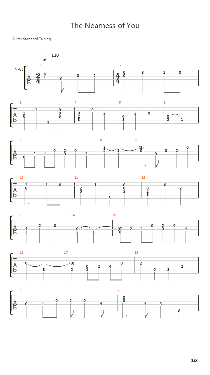 The Nearness of You吉他谱