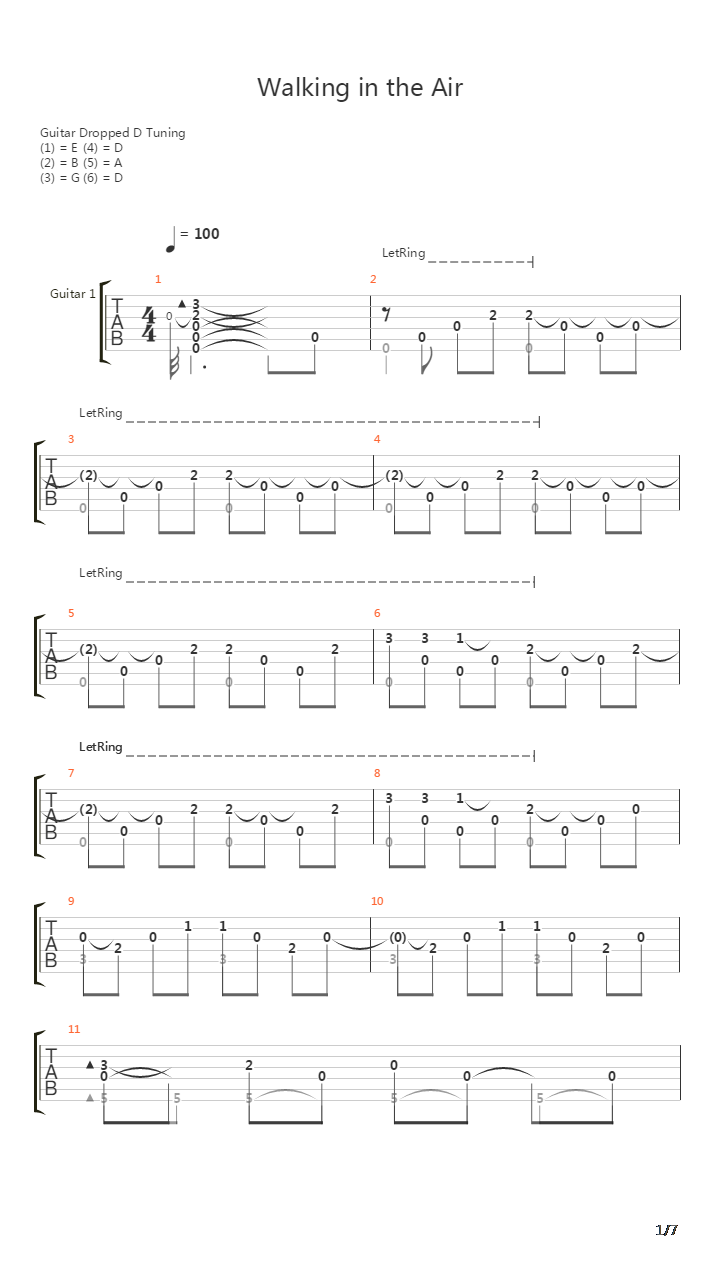 Walking In The Air吉他谱