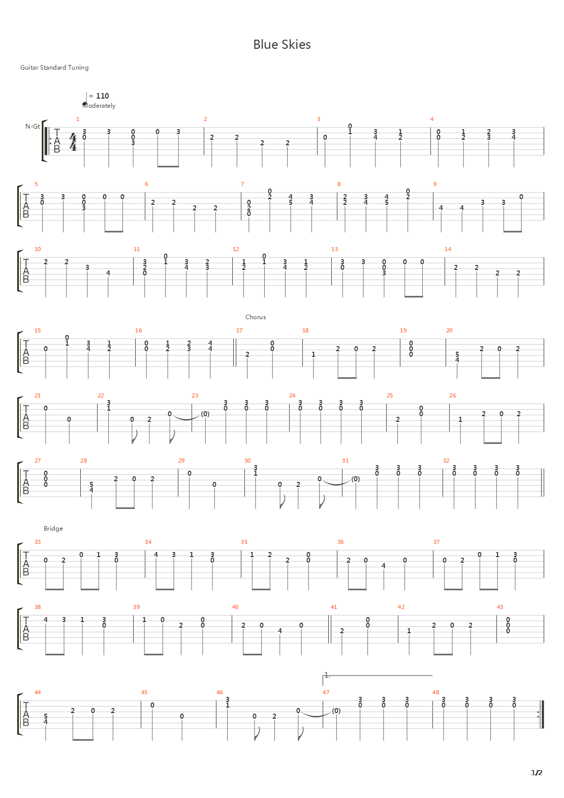 Blue Skies吉他谱