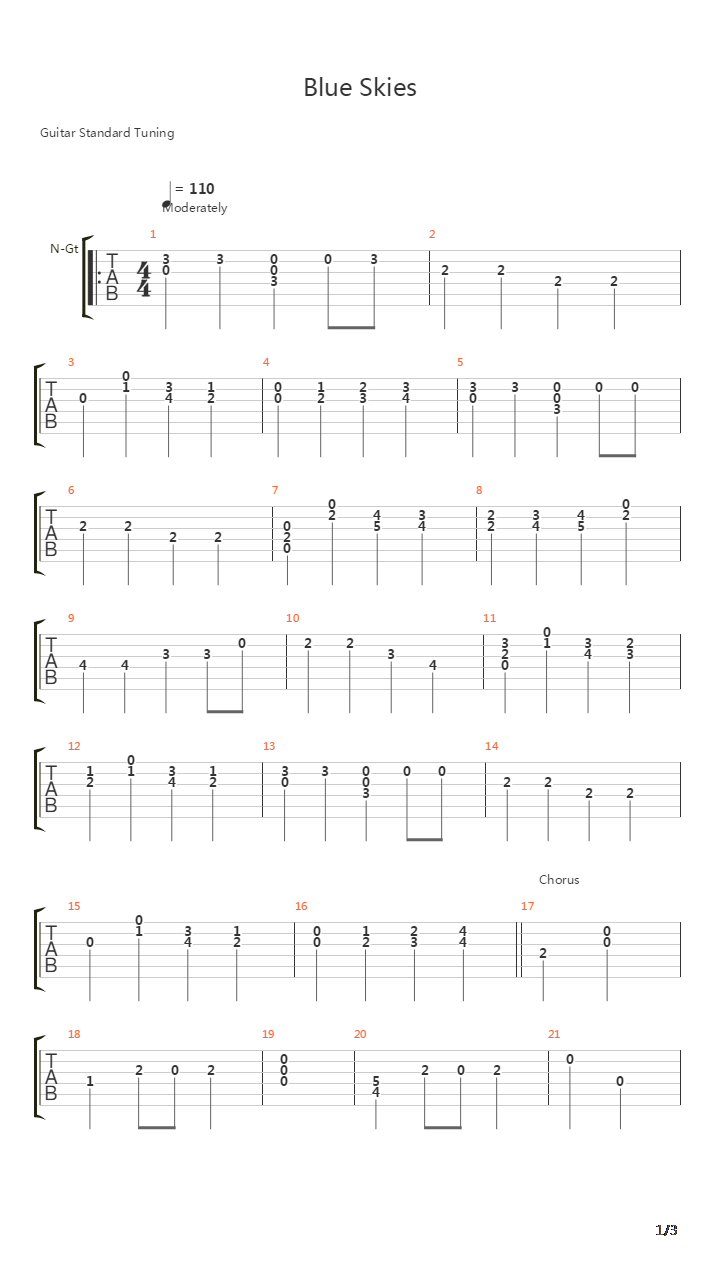 Blue Skies吉他谱